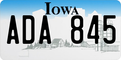 IA license plate ADA845