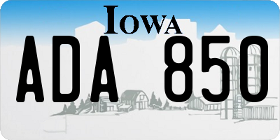 IA license plate ADA850