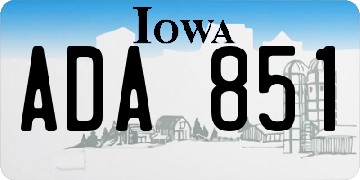 IA license plate ADA851
