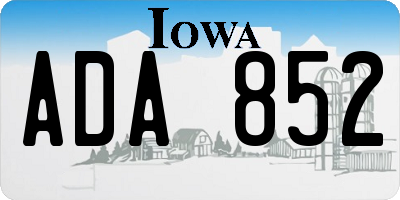 IA license plate ADA852