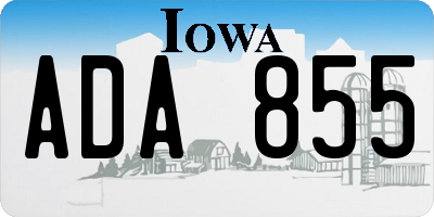 IA license plate ADA855
