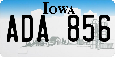 IA license plate ADA856