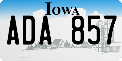 IA license plate ADA857