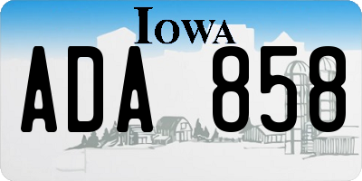 IA license plate ADA858