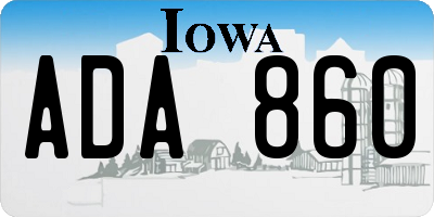 IA license plate ADA860