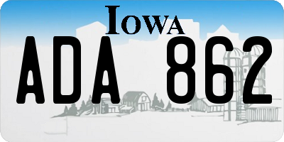 IA license plate ADA862