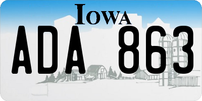 IA license plate ADA863