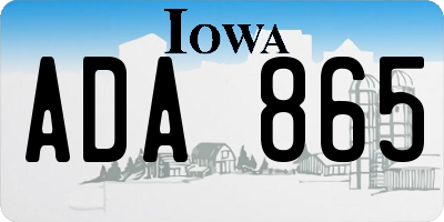 IA license plate ADA865