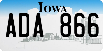 IA license plate ADA866
