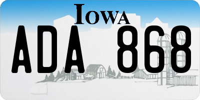 IA license plate ADA868