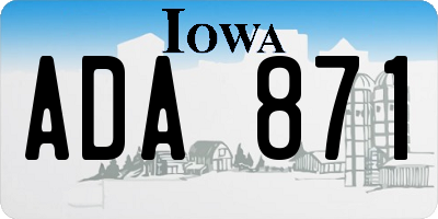 IA license plate ADA871