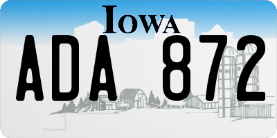 IA license plate ADA872