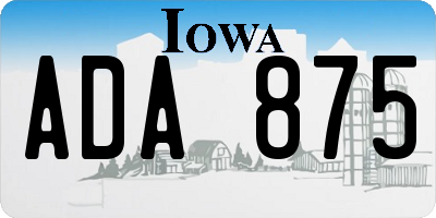 IA license plate ADA875