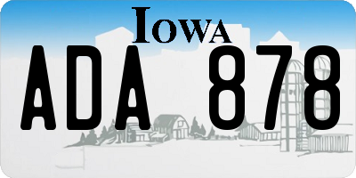 IA license plate ADA878