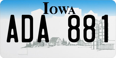 IA license plate ADA881