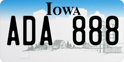 IA license plate ADA888