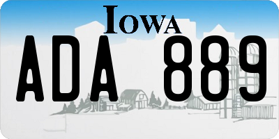 IA license plate ADA889