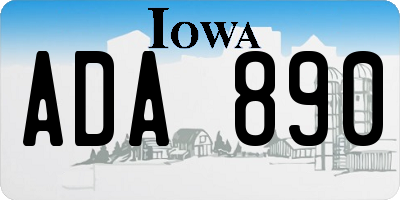 IA license plate ADA890
