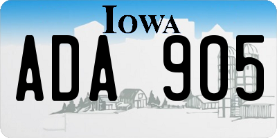IA license plate ADA905
