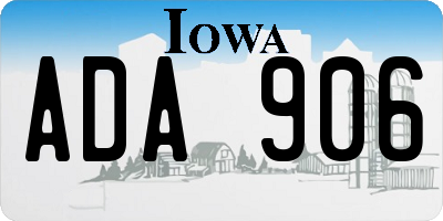 IA license plate ADA906