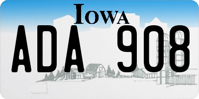 IA license plate ADA908