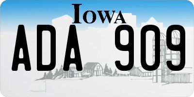 IA license plate ADA909