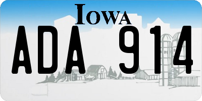 IA license plate ADA914