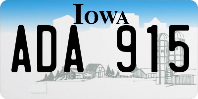 IA license plate ADA915
