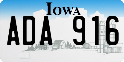 IA license plate ADA916