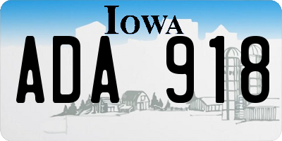 IA license plate ADA918