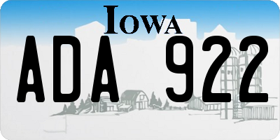 IA license plate ADA922
