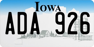IA license plate ADA926