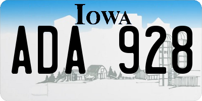 IA license plate ADA928