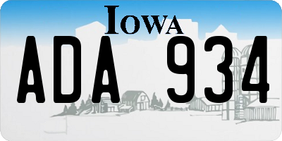IA license plate ADA934