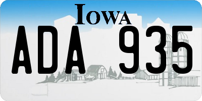 IA license plate ADA935