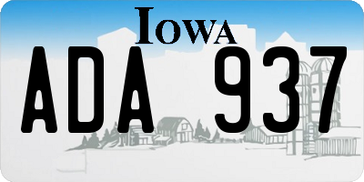 IA license plate ADA937