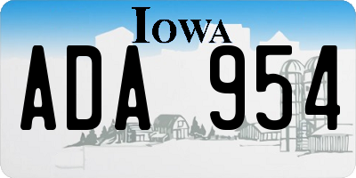 IA license plate ADA954