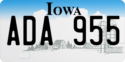 IA license plate ADA955
