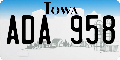 IA license plate ADA958