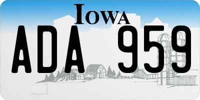 IA license plate ADA959