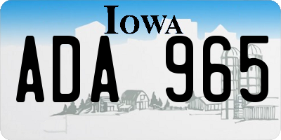 IA license plate ADA965