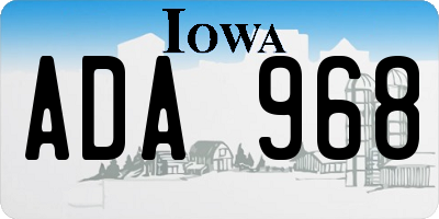 IA license plate ADA968