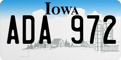 IA license plate ADA972