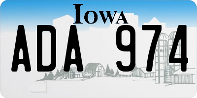 IA license plate ADA974