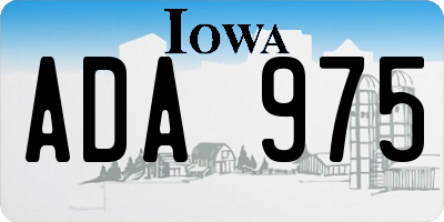 IA license plate ADA975