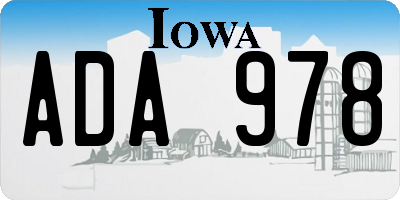 IA license plate ADA978