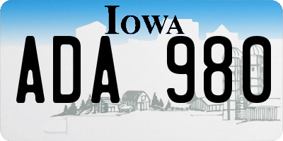 IA license plate ADA980
