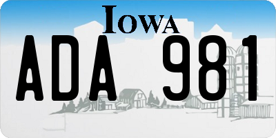 IA license plate ADA981
