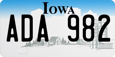 IA license plate ADA982