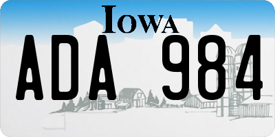 IA license plate ADA984